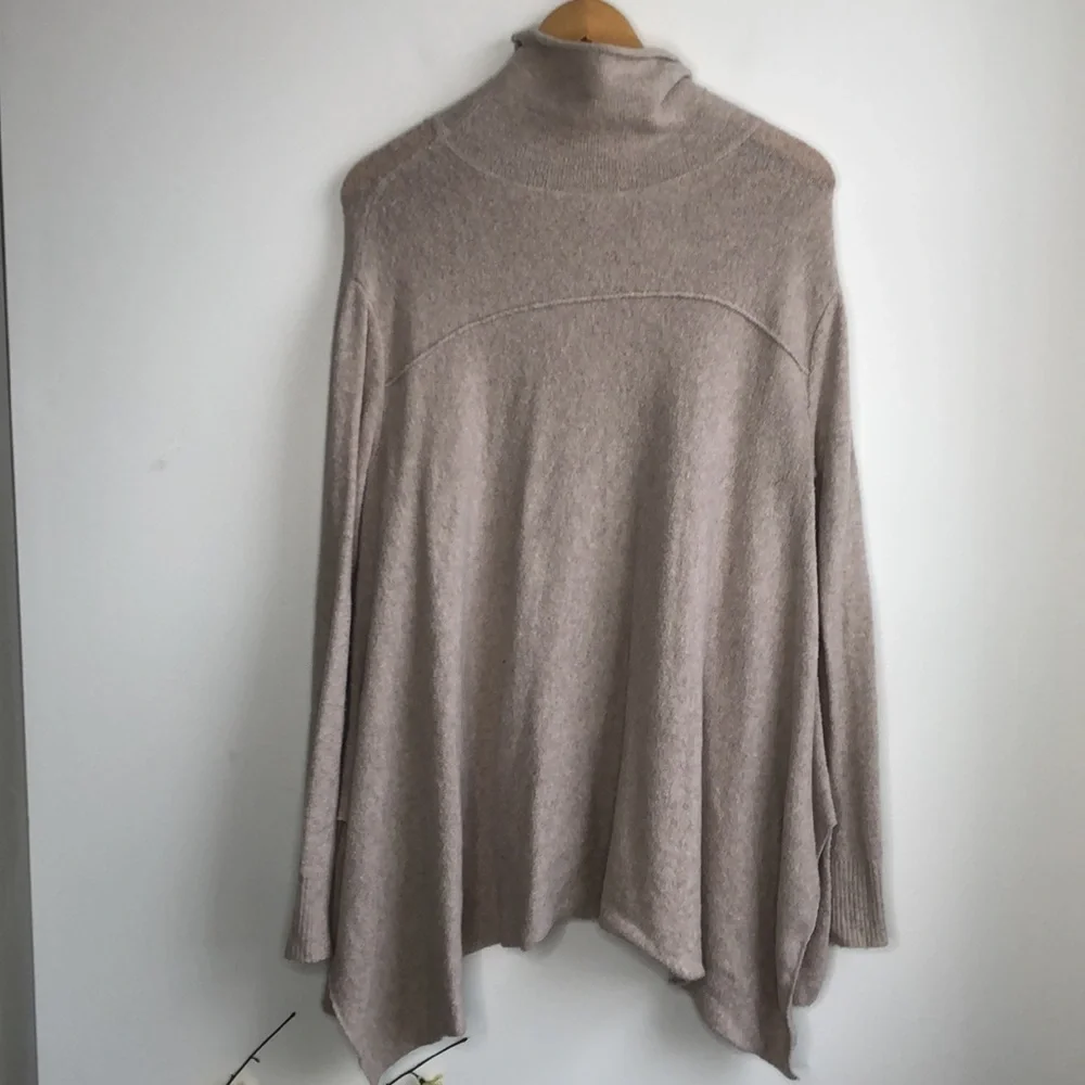 Free People tan handkerchief hem flowy turtleneck sweater